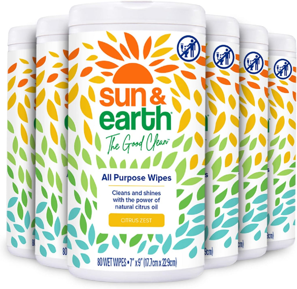 All Purpose Cleaner Wipes, 480 total wipes, Pack of 6, Citrus Scent, Plant Based Ingredients O6006