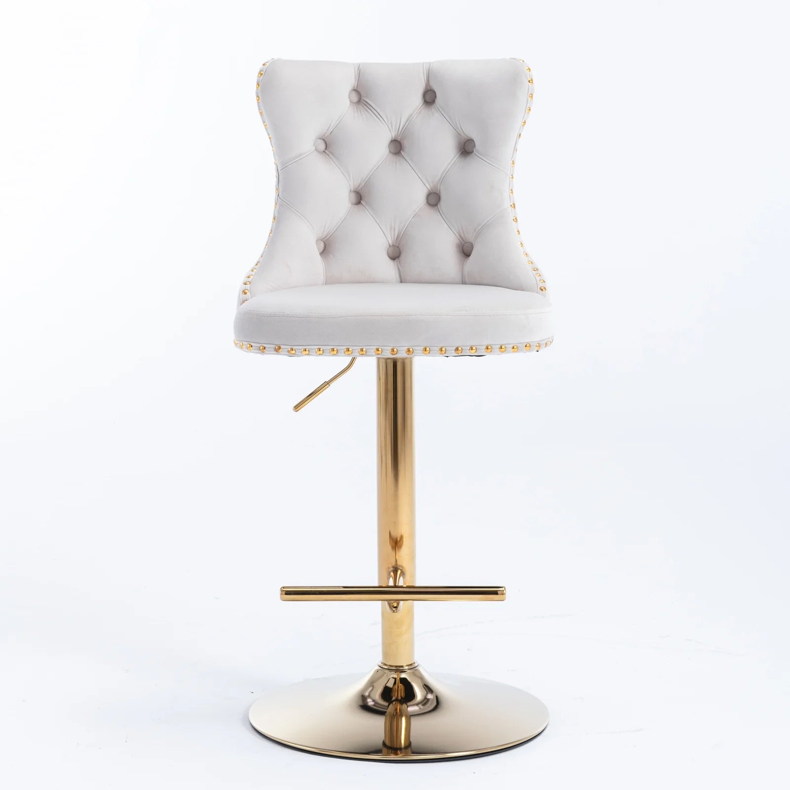 Beige Velvet Swivel Bar Stools Set of 2 with Back G453420