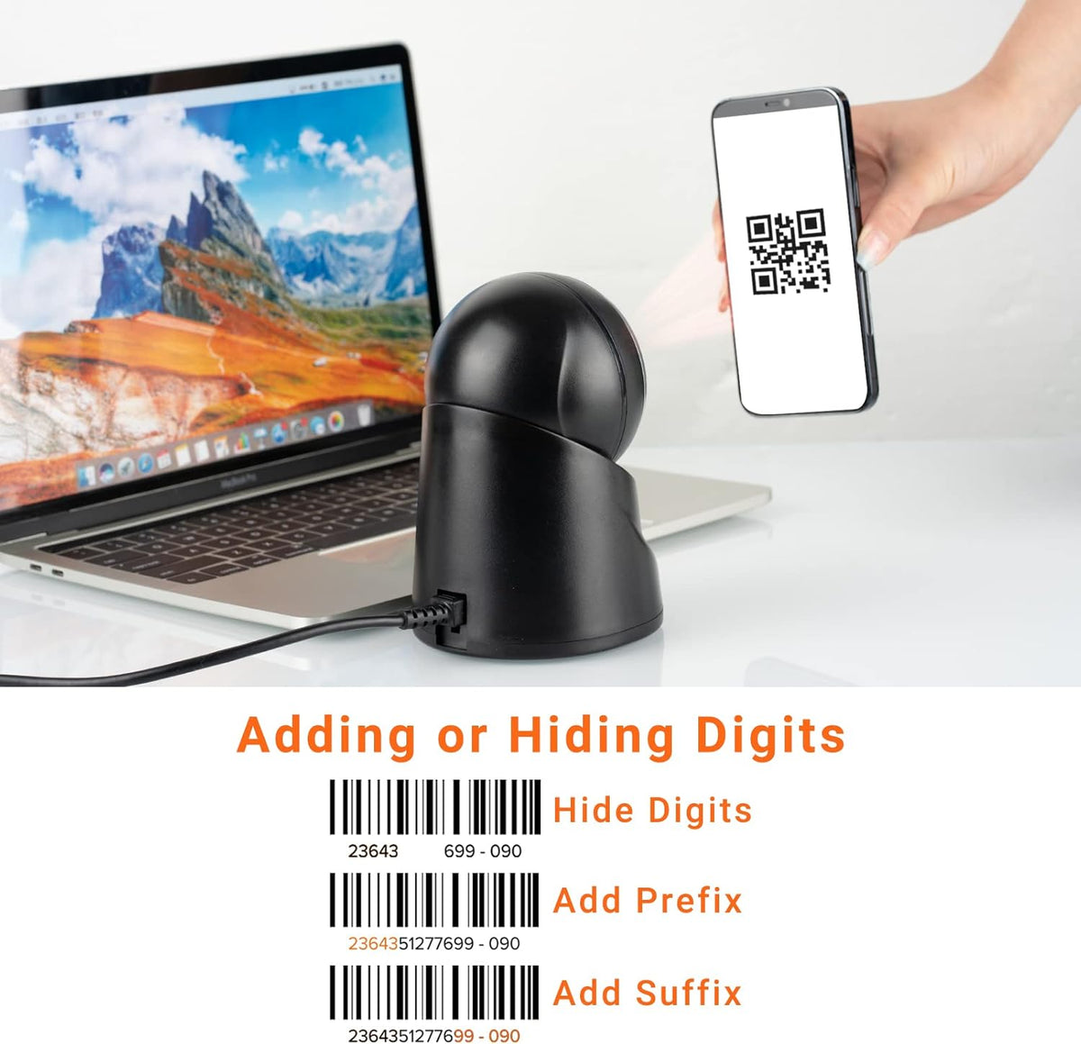 2D Desktop Barcode Scanner with USB Cable U8341