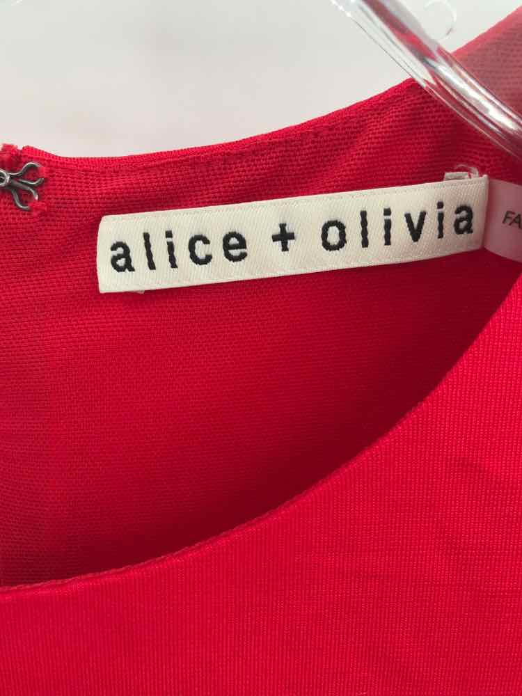 Red Size 8 Knee Length Short Sleeve Dress F584