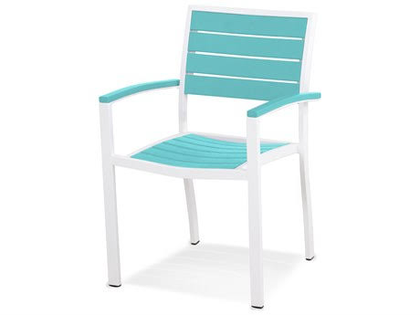 Satin White / Green Euro Dining Arm Chair T2302