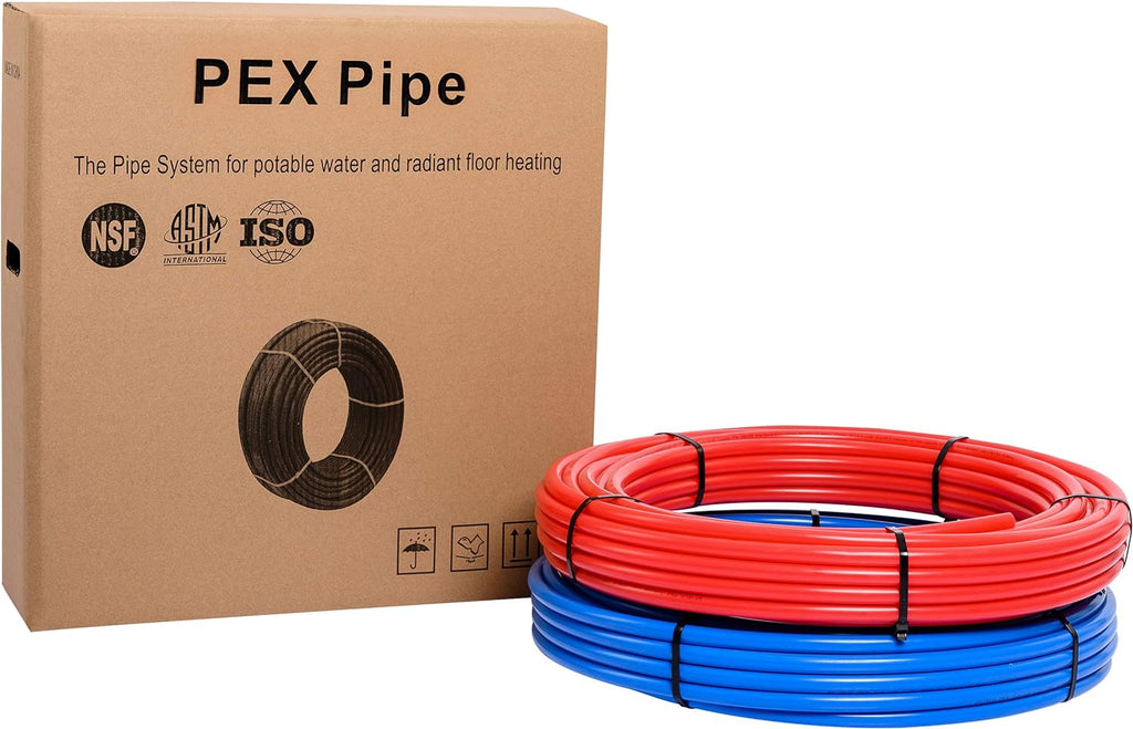 Blue & Red 1/2 inch 2 Rolls x75 ft (150 ft) Pex-b Pipe/Tubing with Pipe Cutter G789