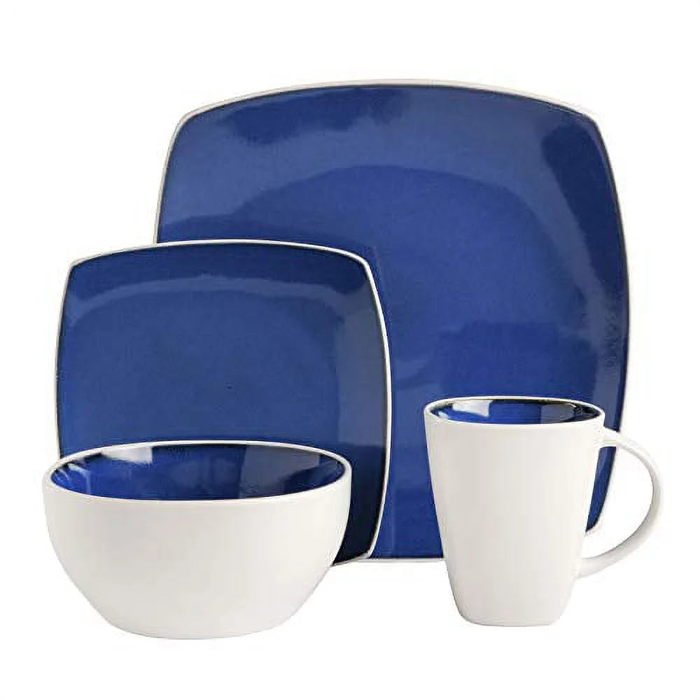 White Square Stoneware 16-Piece Dinnerware Set U350923