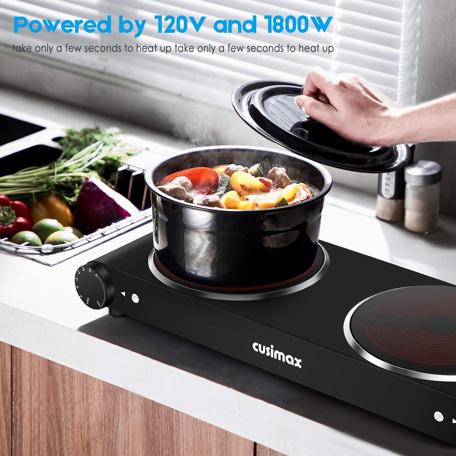 1800W Infrared Double Burner Electric Cooktop G9096