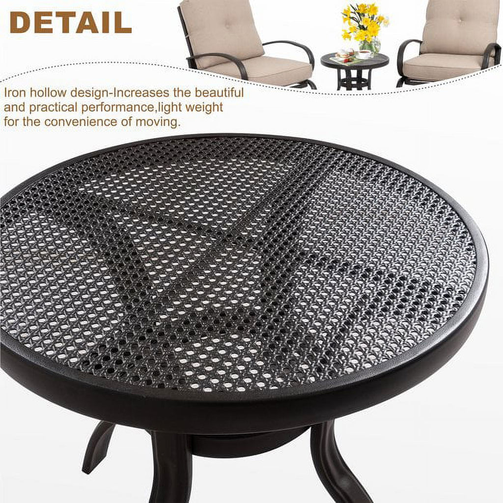 Beige 4 Pieces Outdoor Patio Metal Conversation Set with Coffee Table V7978