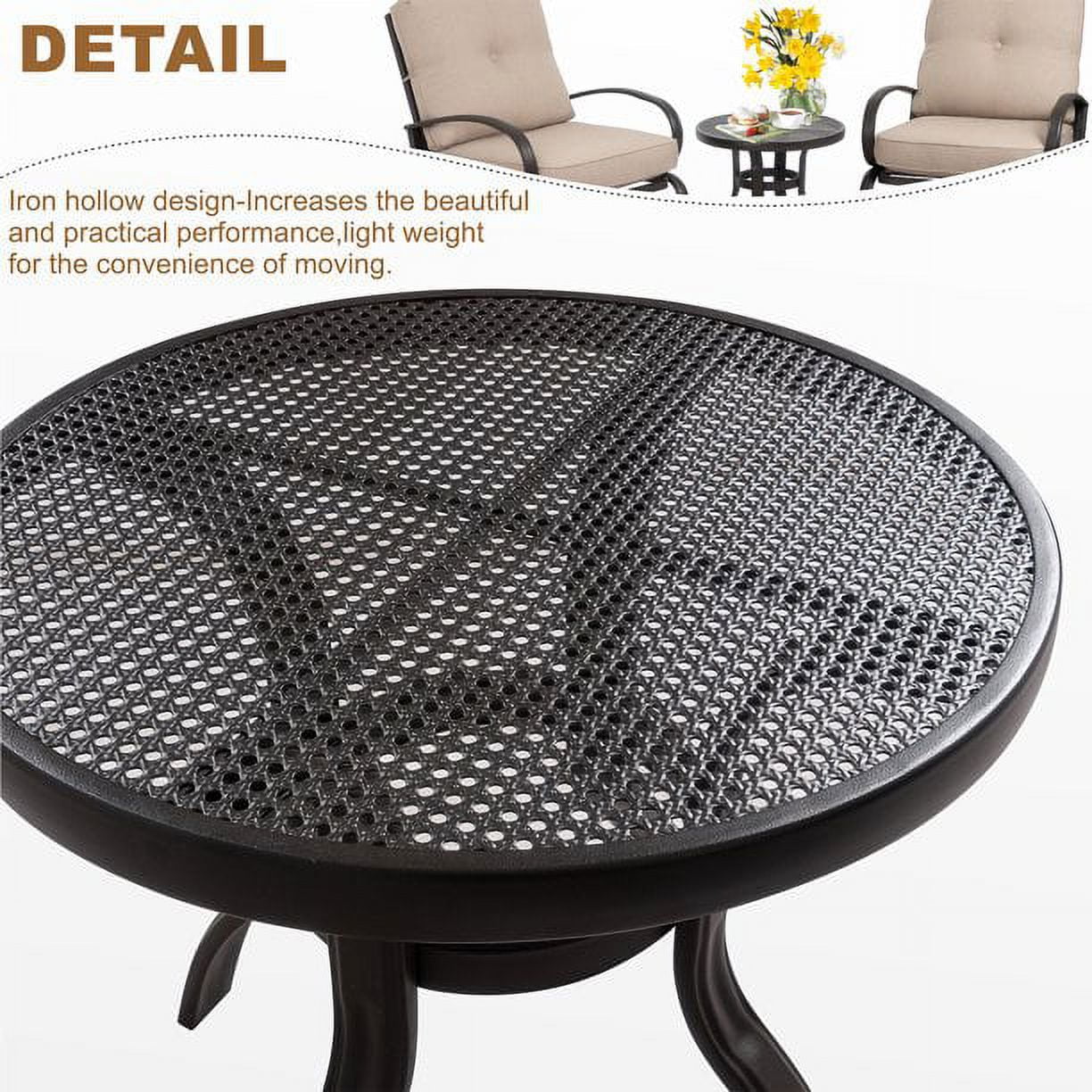 Beige 4 Pieces Outdoor Patio Metal Conversation Set with Coffee Table V7978