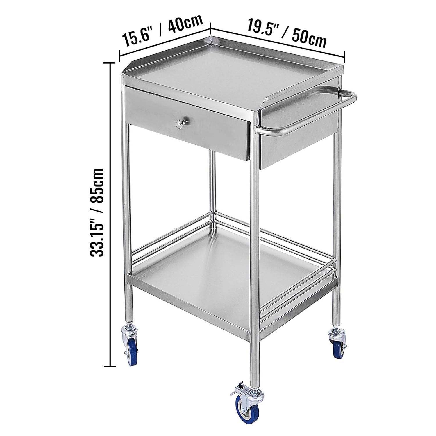 Stainless Steel Utility Cart with 2 Shelves and 1 Drawer V144006