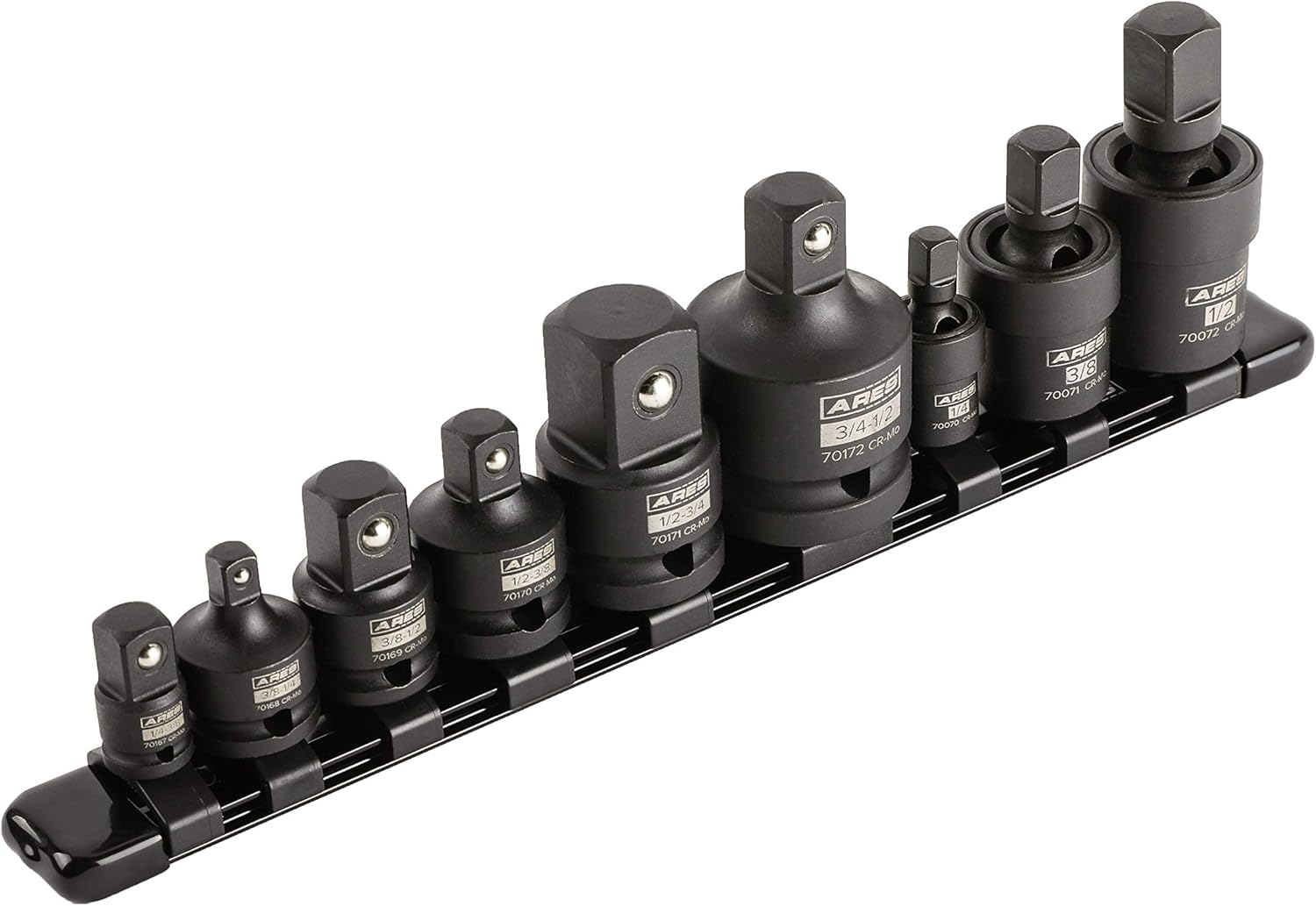 9-Pc Impact U-Joint and Adapter/Reducer Set with Aluminum Storage Rail U4441
