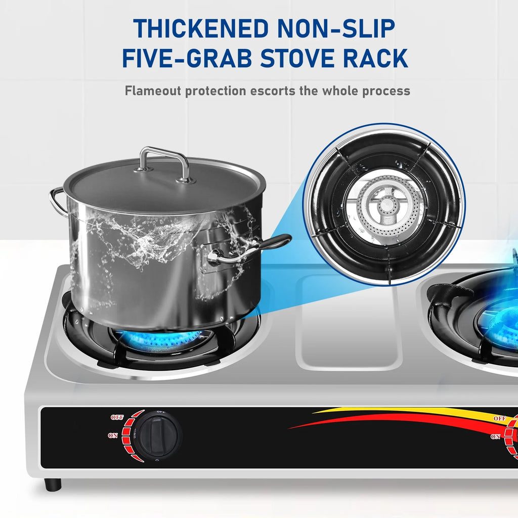 Portable Propane Double Burner Camping Stove Z77005