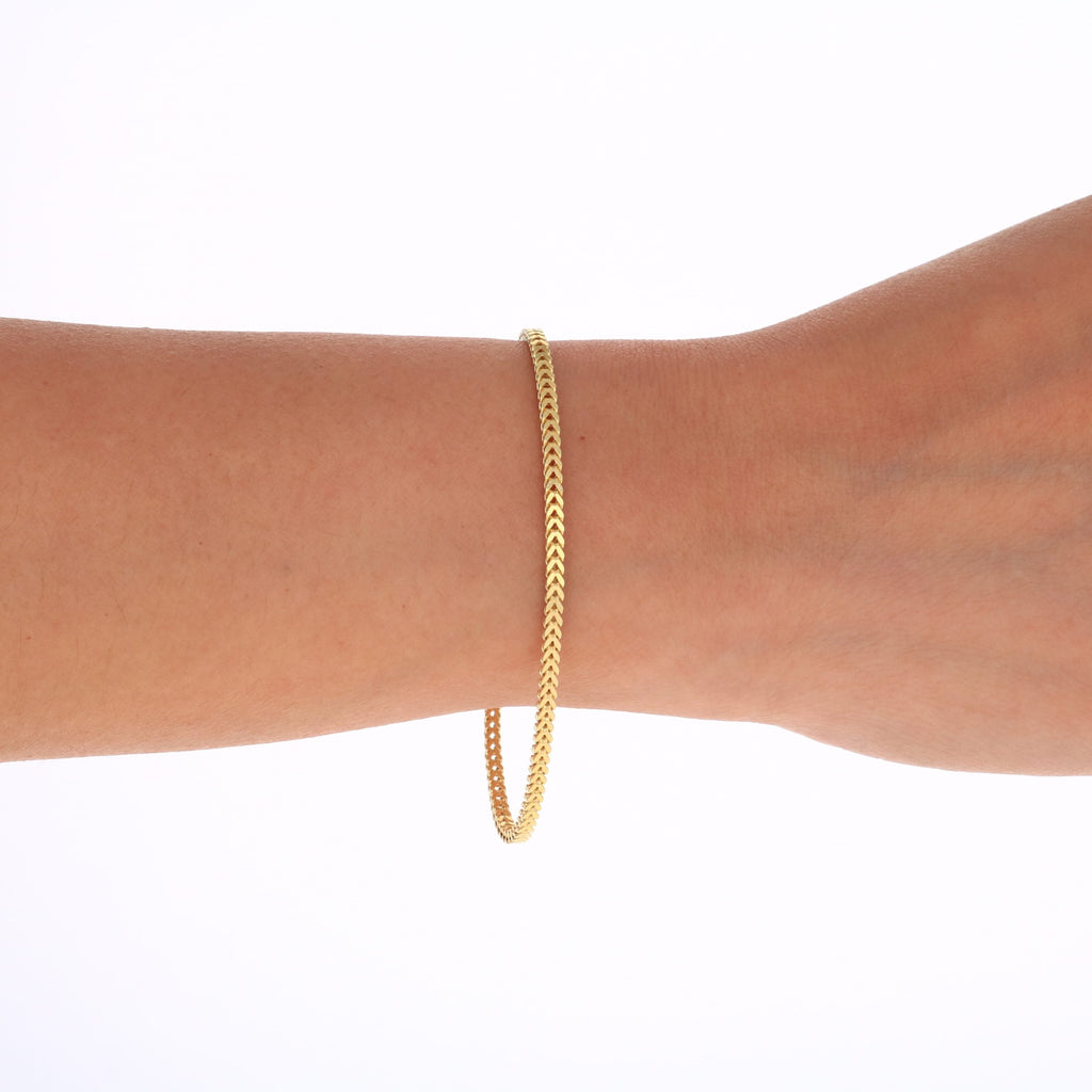 10k Yellow Gold 2mm Franco Chain Bracelet 7" - 9" V504401