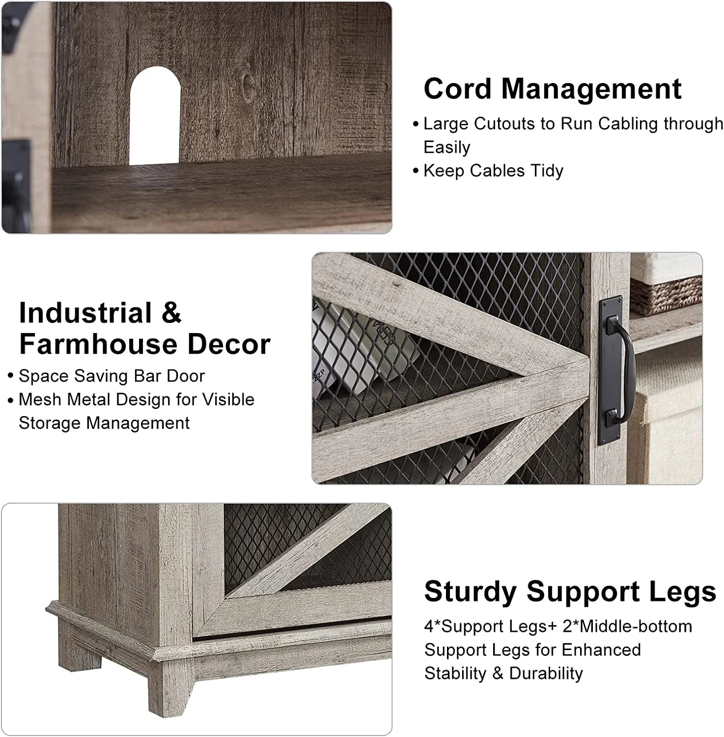 Farmhouse TV Stand with Sliding Barn Door D884