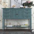 Green Console Table with 6 Drawers and 1 Cabinet D5509