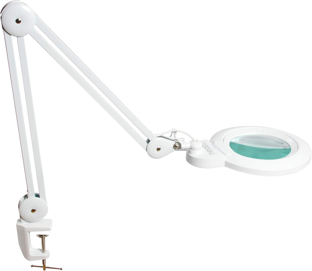 Magnifying Lamp with Clamp, 6 Inches Wide Lens, 12W, White D99874