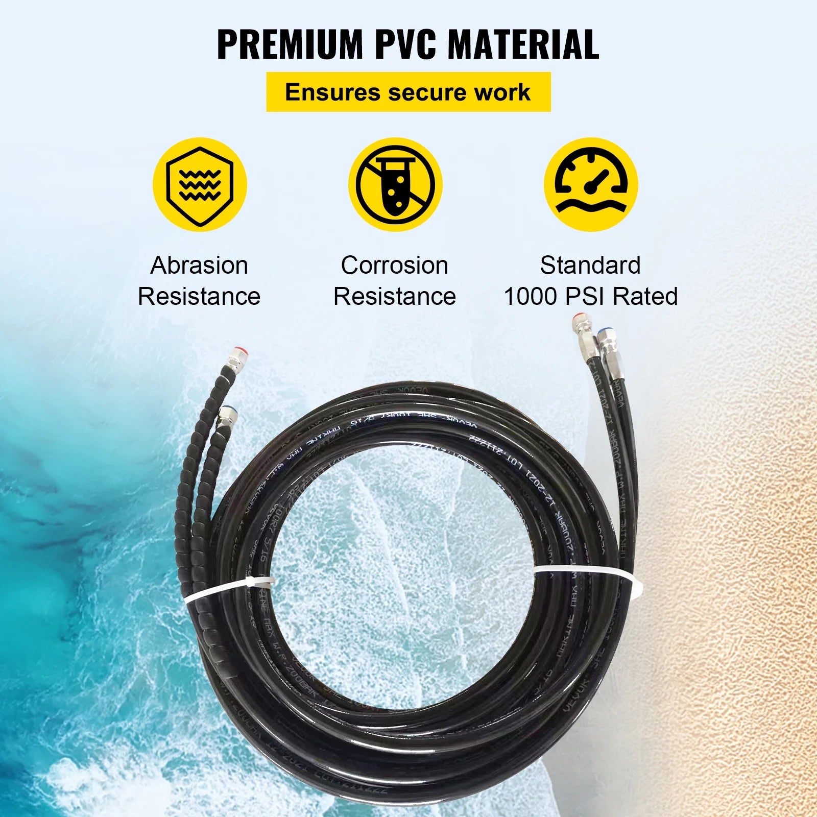 Hydraulic Steering Hose Kit, 2 Pcs 24 ft Boat Hose Kit S1919