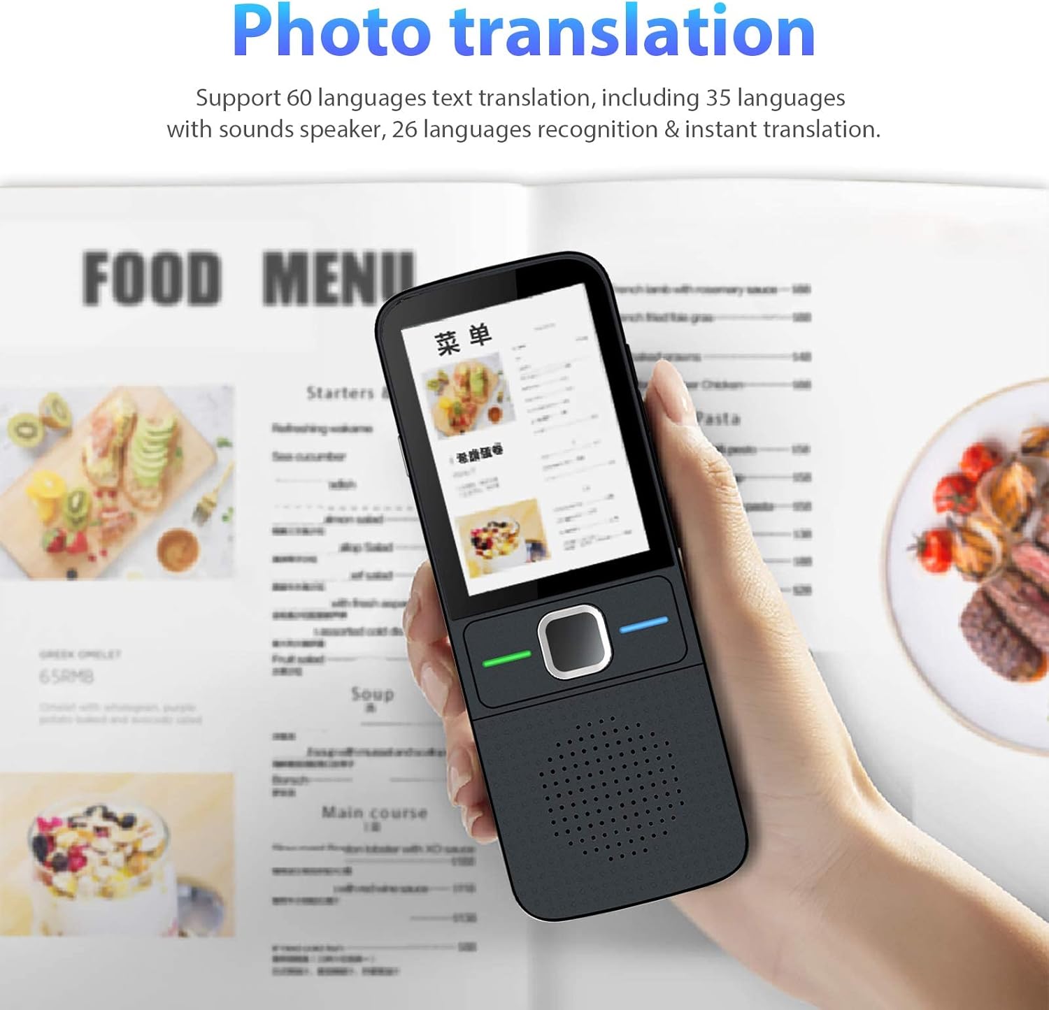 Portable Smart Translator Device Two Way Online 138 Languages Black Pack of 2 V8052