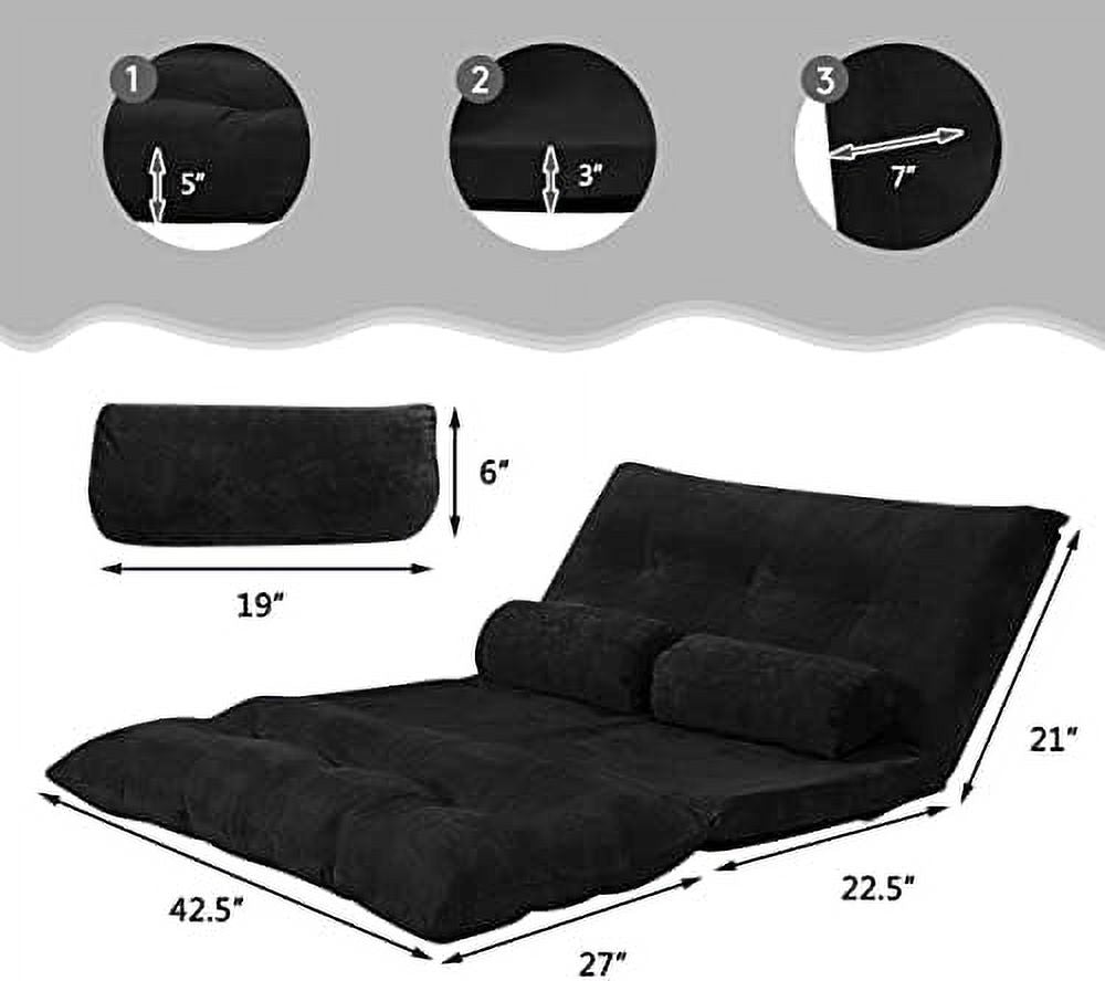 Beige 6-Position Adjustable Floor Sofa Couch with 2 Pillows Z6690