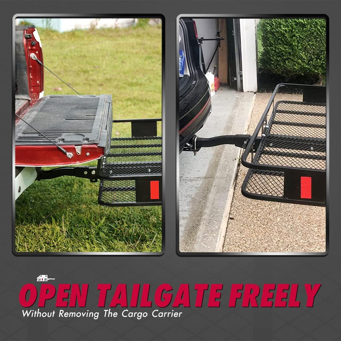 Hitch Mount Folding Cargo Carrier with Trailer Hitch Lock, Stabilizer, Net and Straps A45623