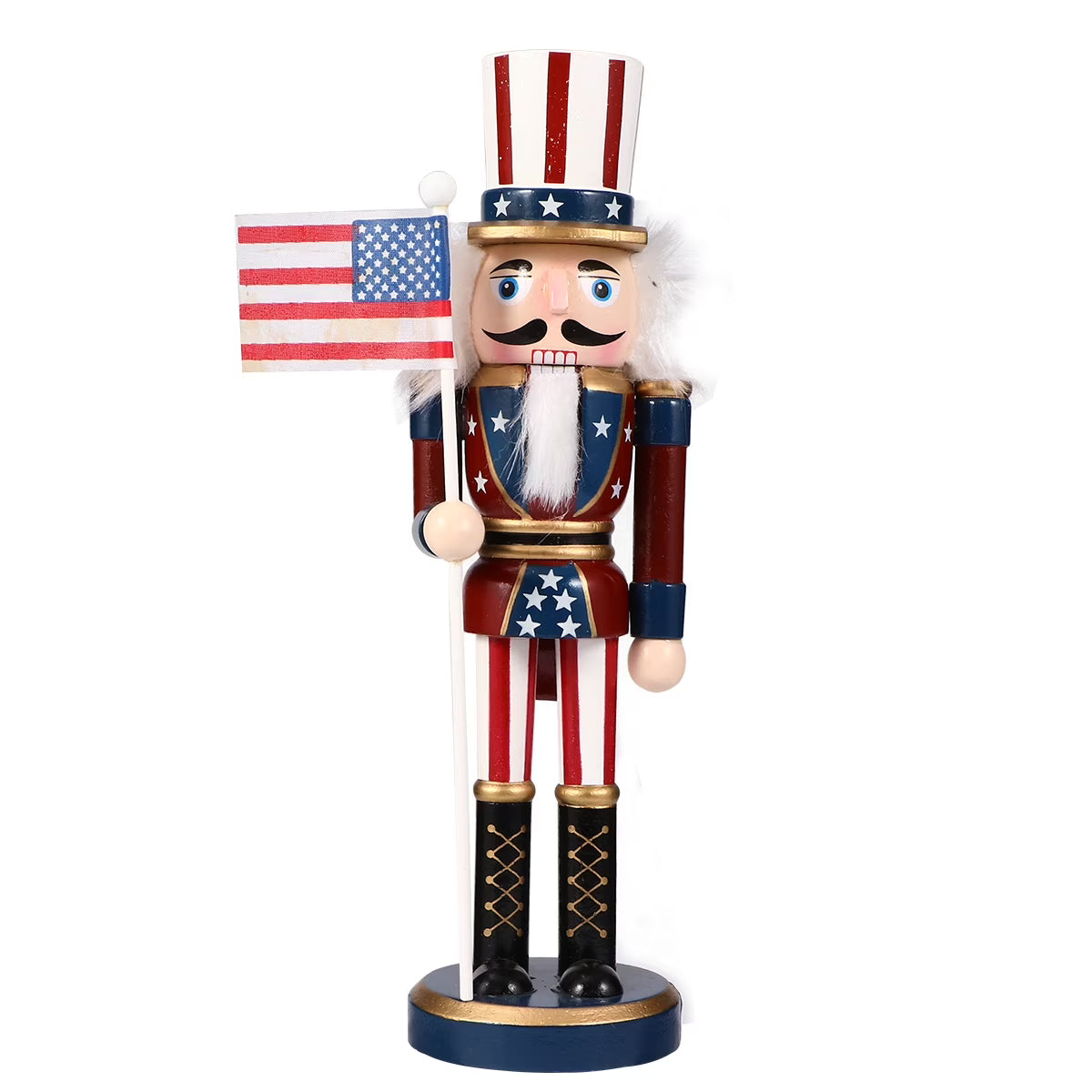 Patriotic Wooden Soldier Decoration Doll Statue J42760