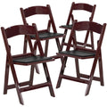 4 Pk Red Mahogany Resin Folding Chair with Black Vinyl Padded Seat C497