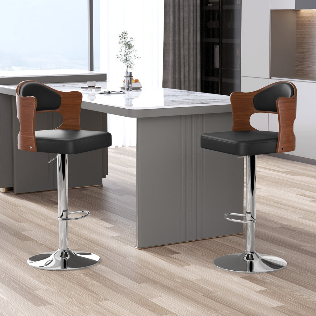 Set of 4 Adjustable PU Leather Swivel Bar Stools S55948