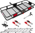 Hitch Mount Folding Cargo Carrier with Trailer Hitch Lock, Stabilizer, Net and Straps A45623