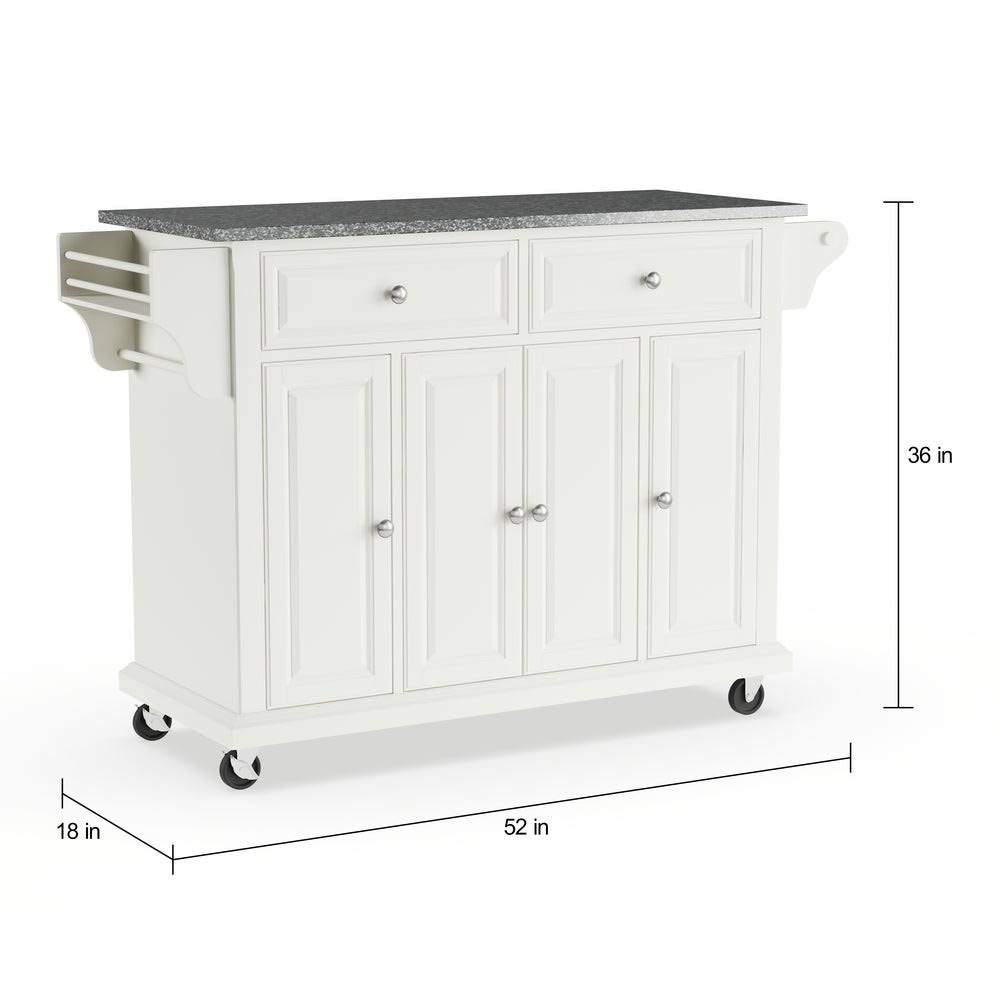White Wood and Granite Kitchen Cart H18053