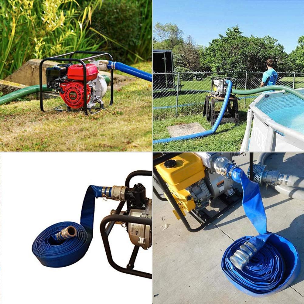 2 x 100' Blue PVC Heavy Duty Discharge Hose with Aluminum Camlock Fittings E438