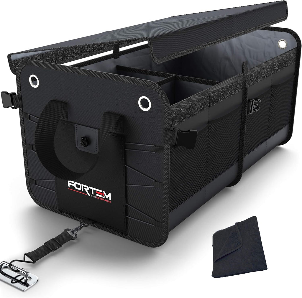 Black Collapsible Car Trunk Organizer with Cover G942
