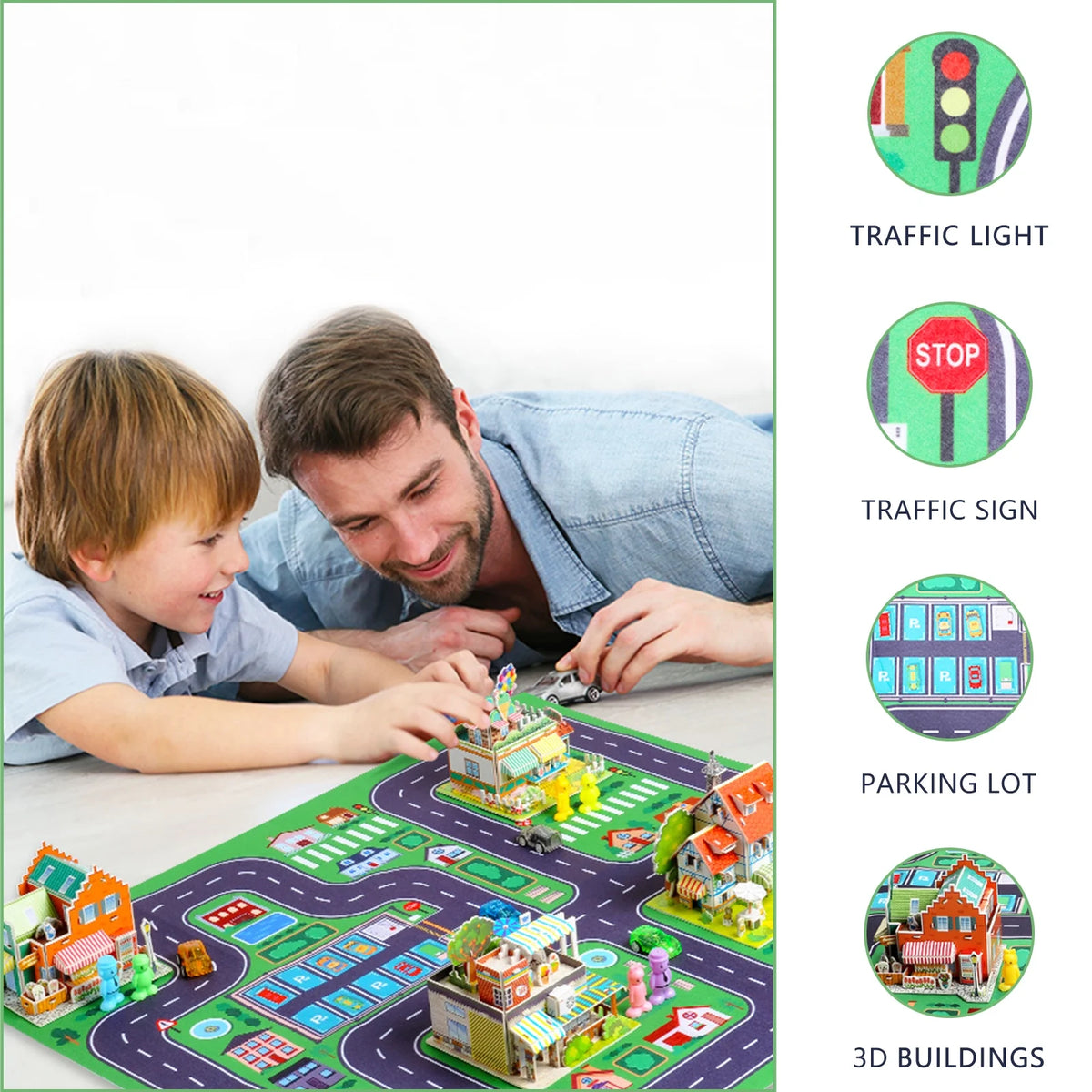 6 Cartoon Character Toys & 5 Toy Cars, 4 * 3D Puzzle Building Blocks Set K59384