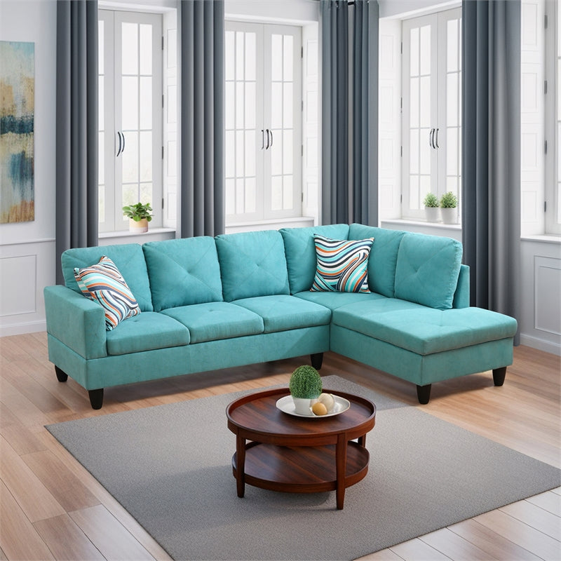 Ocean Green 2 Piece Sectional Sofa Flannelette N4286