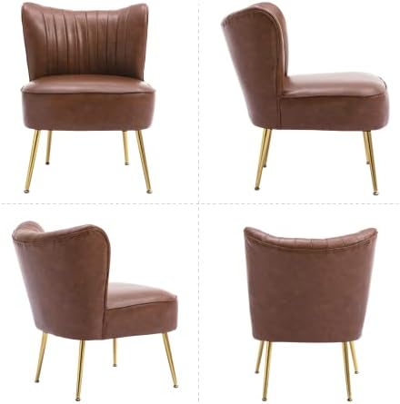 Orange Velvet Armless Accent Chair with Golden Legs B143