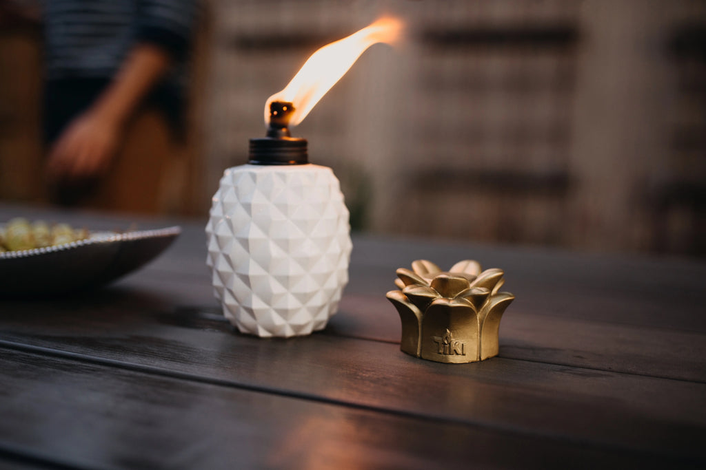 6.5-Inch 3-pk Glass Table Torch White/Gold S665975