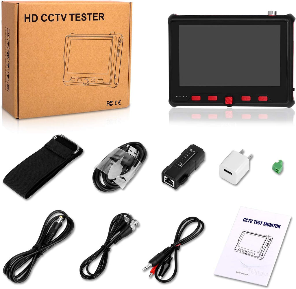 4-in-1 Portable CCTV Camera Tester HD 8MP AHD TVI CVI CVBS 4.3-inch LCD PTZ Control 12V Power Output UTC OSD Control Pack of 2 H98716