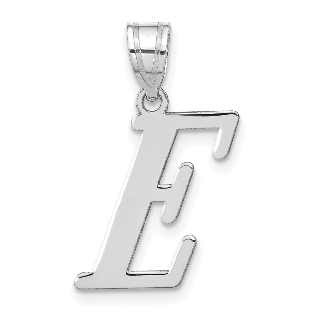 14k White Gold Polished Letter E Initial Pendant Necklace K20221