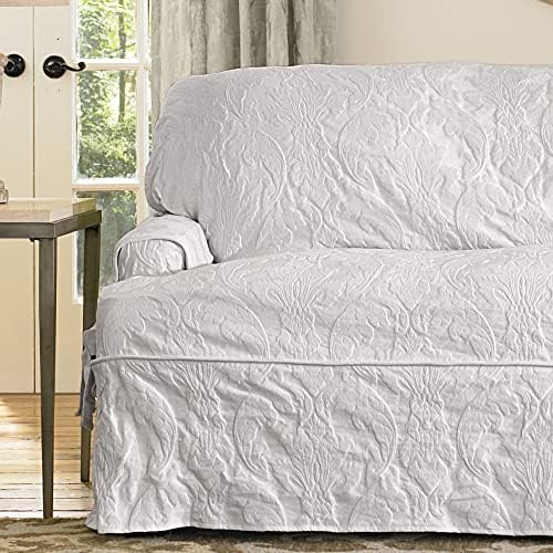 White T-Cushion Sofa Slipcover X946
