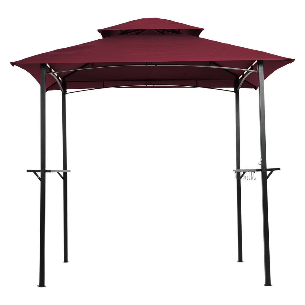 Burgundy Steel Frame Outdoor Grill Gazebo with Canopy Q8343