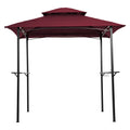 Burgundy Steel Frame Outdoor Grill Gazebo with Canopy Q8343