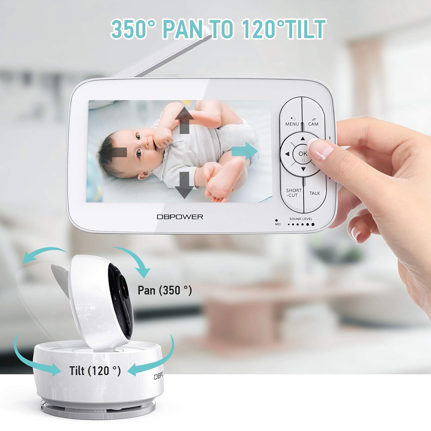 1080P 5 HD Display Video Baby Monitor with Camera and Audio, Night Vision, Two-Way Audio T3734