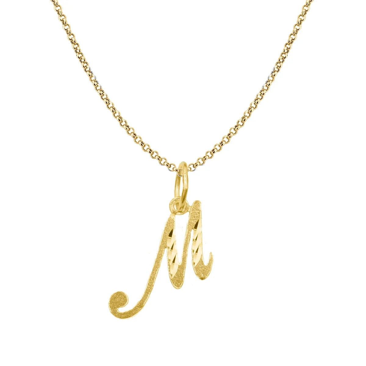 14K Yellow Gold Diamond-Cut Initial Pendant Necklace with 22" Chain X601888