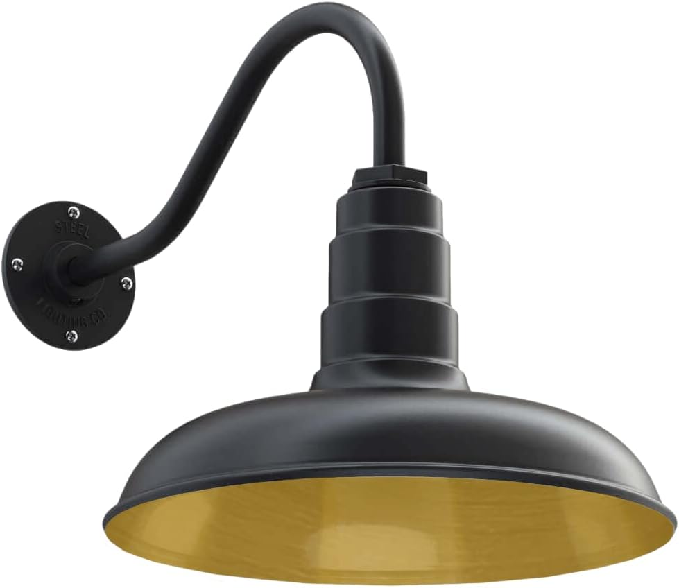 Gooseneck Barn Light with Steel Dome, 16 Gooseneck, White U602