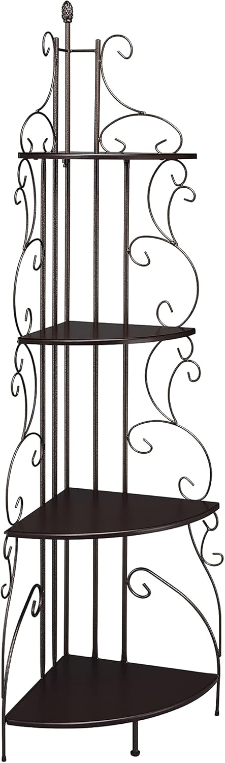 4-Shelf Corner Bookcase Cappuccino and Copper V360897