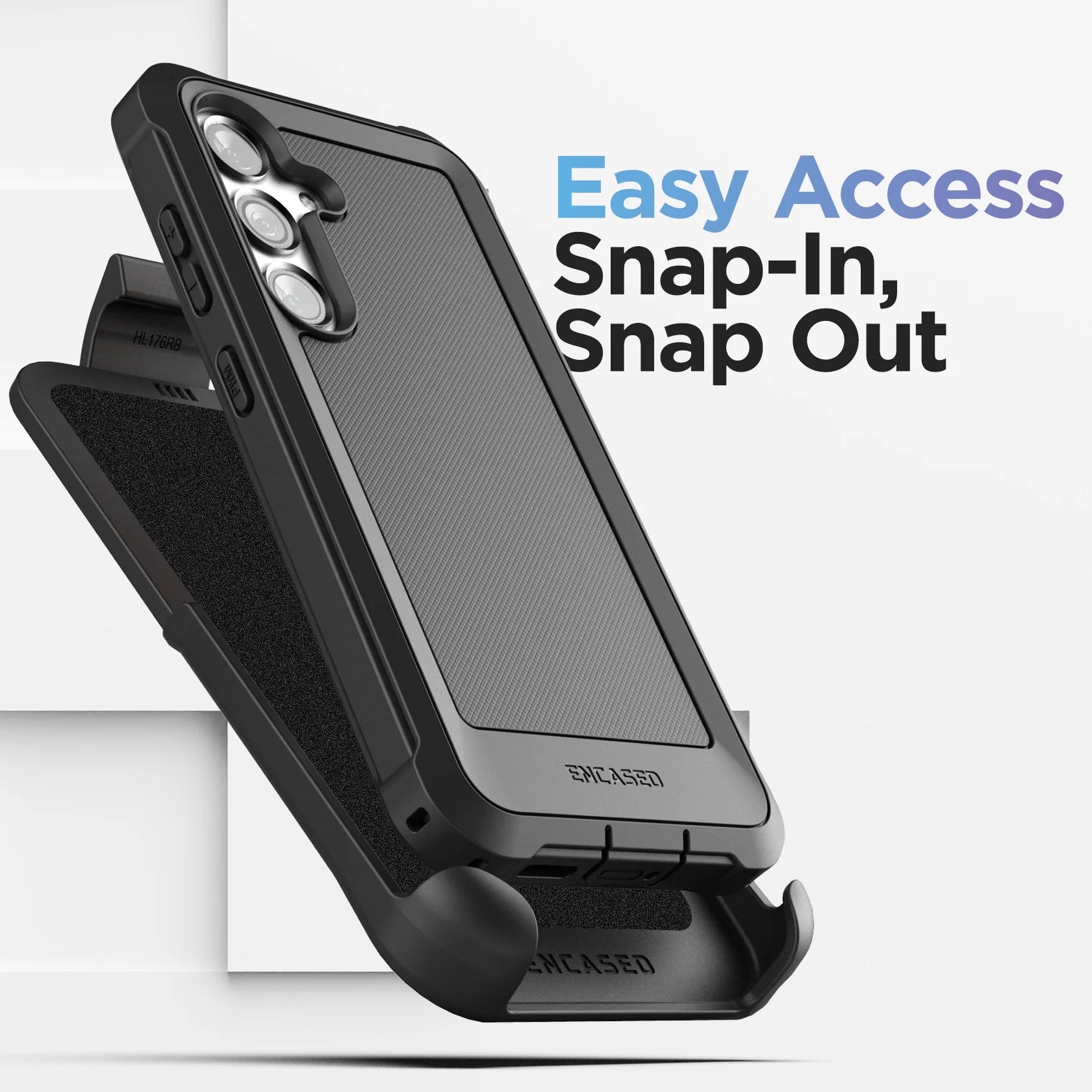 Falcon Belt Case with Holster Clip and Tempered Glass Screen Protector (Black) E16822