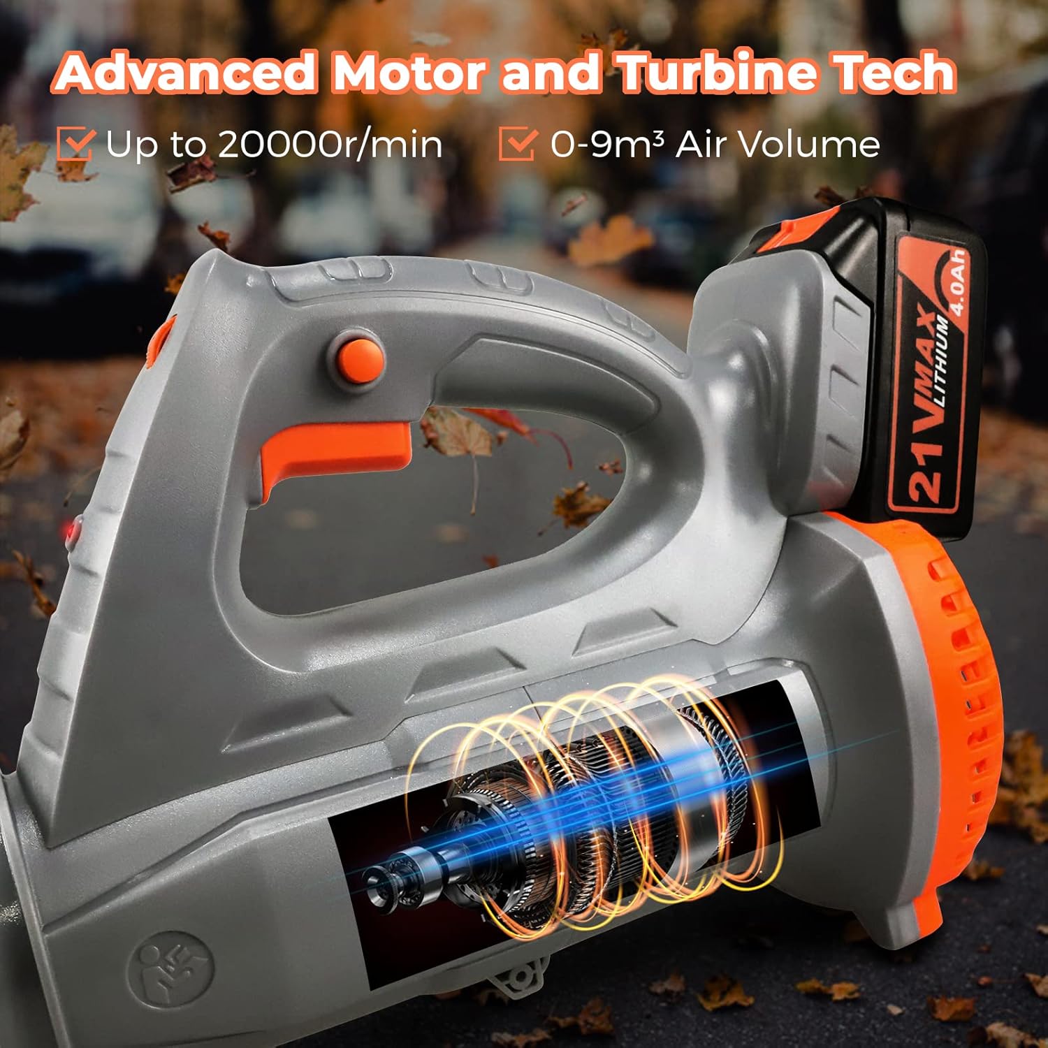 Cordless 21V Leaf Blower with 4.0Ah Battery & Charger, Pack of 2 Z9036