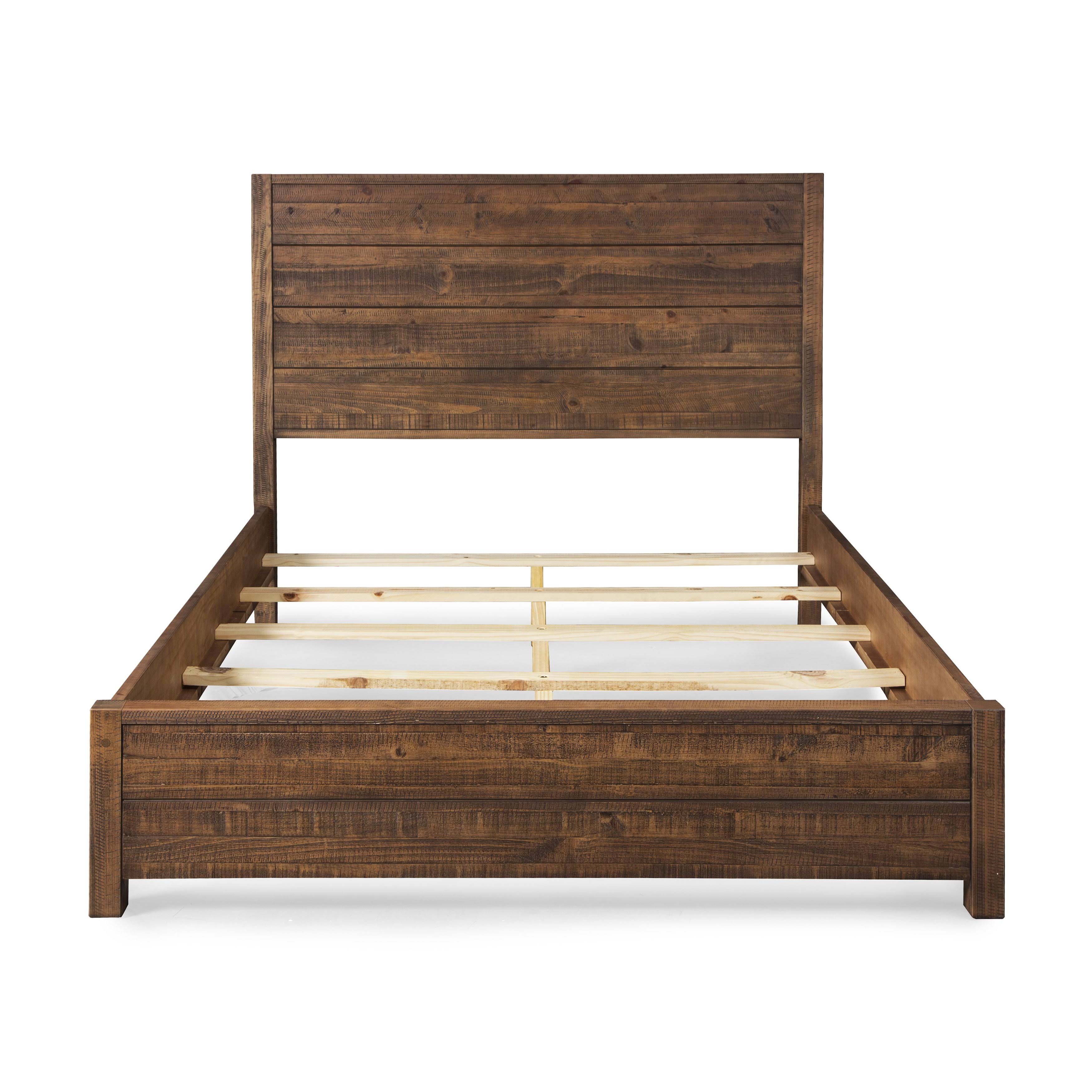 Rustic Walnut Queen Panel Bed S6450