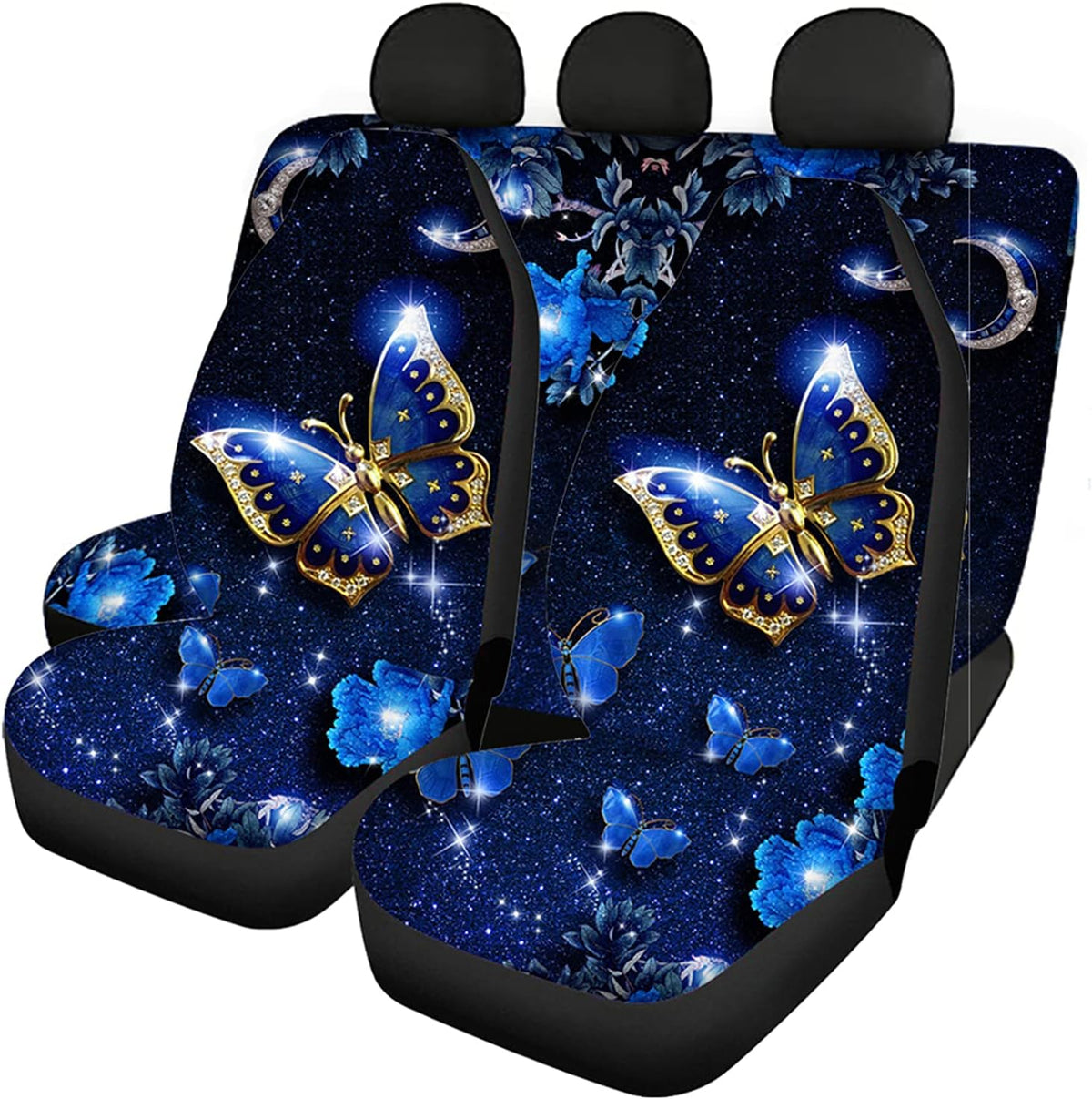Wolf Seat Cover Full Set Universal Front Rear Bench Bucket Seat Cover Pack of 2 I637