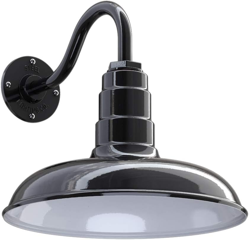 Gooseneck Barn Light with Steel Dome, 16 Gooseneck, White U602