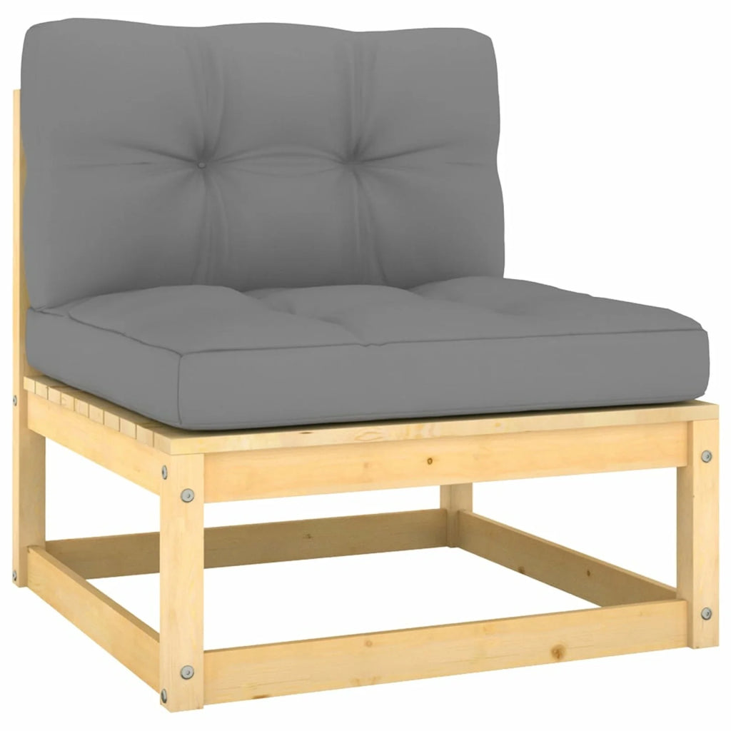 11 Piece Patio Lounge Set with Gray Cushion Pinewood Sectional Outdoor Furniture Set X768294