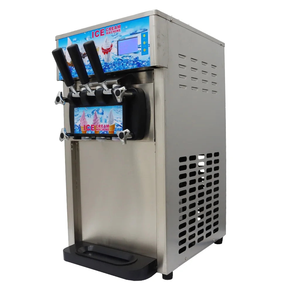 Commercial 3 Flavor Soft Ice Cream Maker 16-18L/H LED Display D149