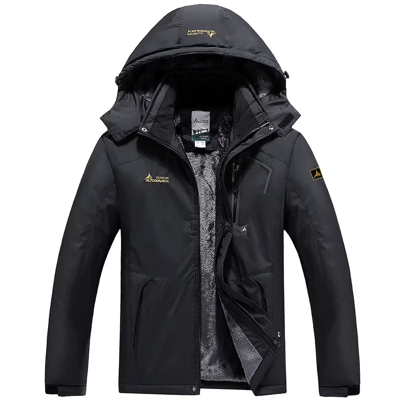 Men's Winter Hooded Ski Jacket Windbreaker Fleece Lined with Detachable Hood H32881