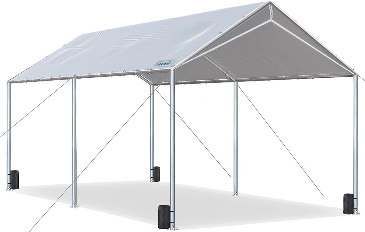 10X20ft Heavy Duty Carport Car Canopy Party Tent with 3 Reinforced Steel Cables E10271
